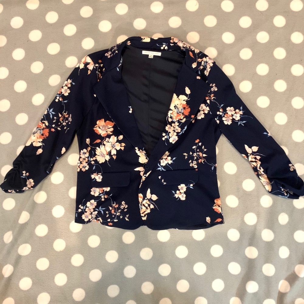 Navy Blue Floral Blazer
